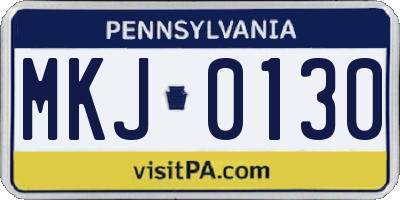 PA license plate MKJ0130