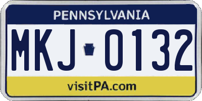 PA license plate MKJ0132