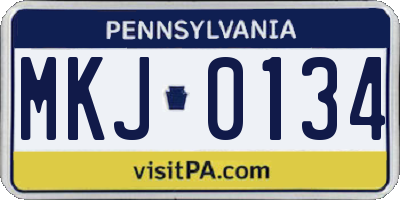 PA license plate MKJ0134