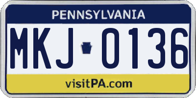 PA license plate MKJ0136
