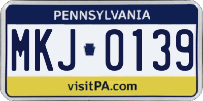 PA license plate MKJ0139