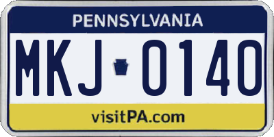 PA license plate MKJ0140