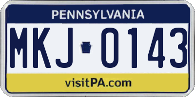 PA license plate MKJ0143