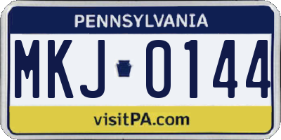 PA license plate MKJ0144