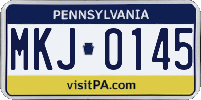 PA license plate MKJ0145