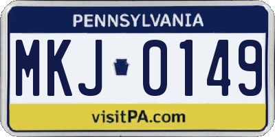 PA license plate MKJ0149