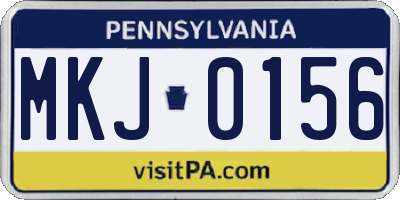 PA license plate MKJ0156