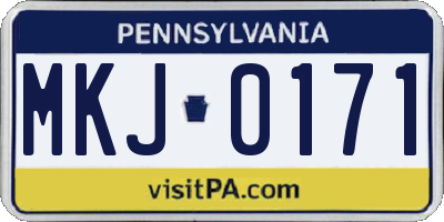 PA license plate MKJ0171