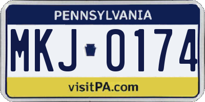 PA license plate MKJ0174