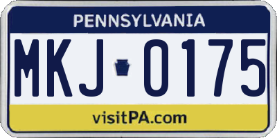 PA license plate MKJ0175