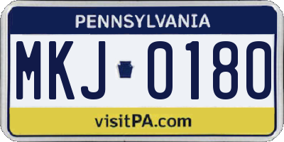 PA license plate MKJ0180