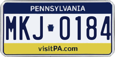 PA license plate MKJ0184