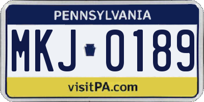 PA license plate MKJ0189