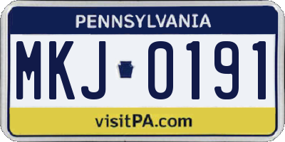 PA license plate MKJ0191