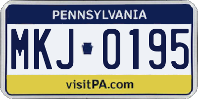 PA license plate MKJ0195