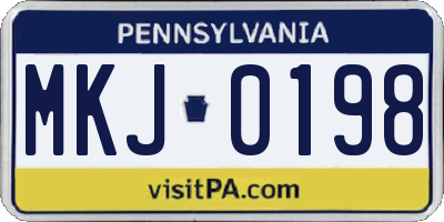 PA license plate MKJ0198