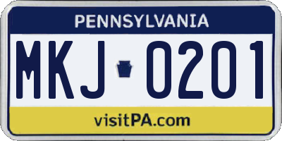 PA license plate MKJ0201