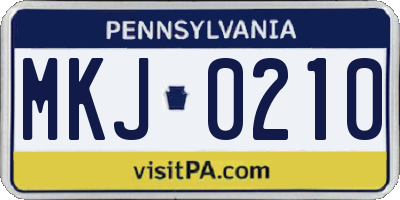 PA license plate MKJ0210