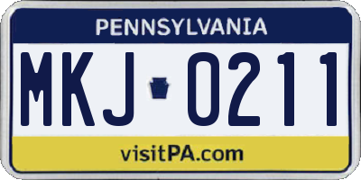 PA license plate MKJ0211