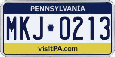 PA license plate MKJ0213
