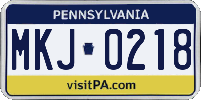 PA license plate MKJ0218