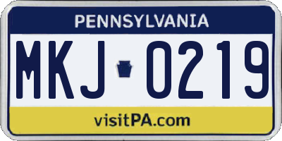 PA license plate MKJ0219