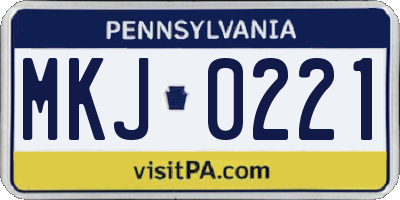 PA license plate MKJ0221