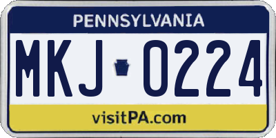 PA license plate MKJ0224