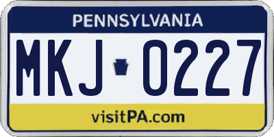 PA license plate MKJ0227