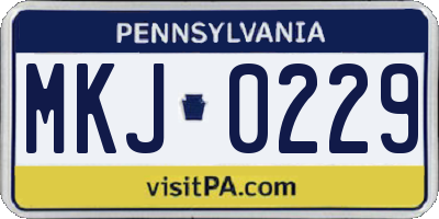 PA license plate MKJ0229