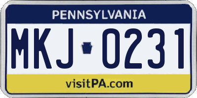 PA license plate MKJ0231