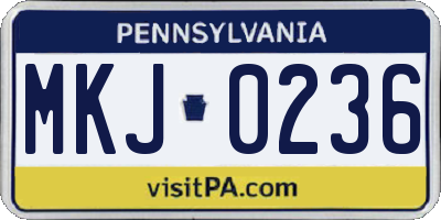 PA license plate MKJ0236