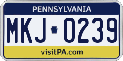 PA license plate MKJ0239