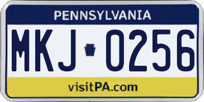 PA license plate MKJ0256