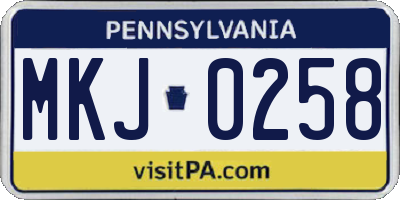 PA license plate MKJ0258