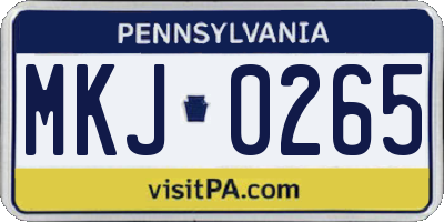 PA license plate MKJ0265