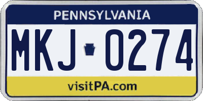 PA license plate MKJ0274