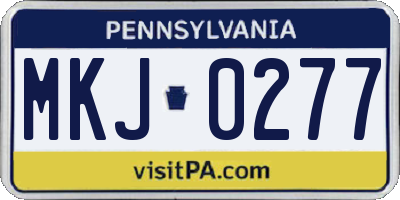 PA license plate MKJ0277