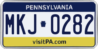 PA license plate MKJ0282
