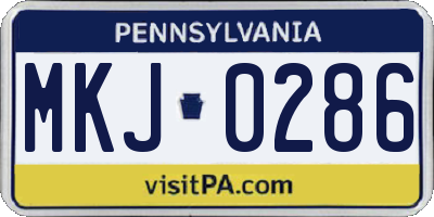 PA license plate MKJ0286