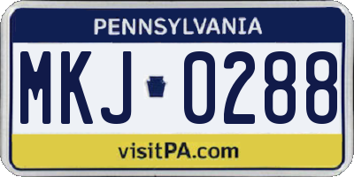 PA license plate MKJ0288