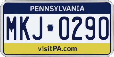 PA license plate MKJ0290