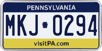 PA license plate MKJ0294
