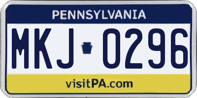 PA license plate MKJ0296