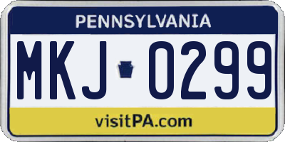 PA license plate MKJ0299