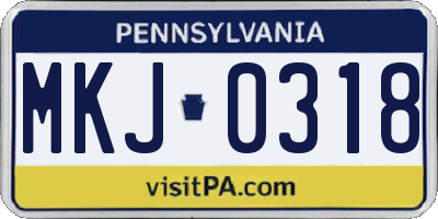 PA license plate MKJ0318