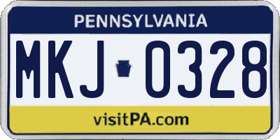 PA license plate MKJ0328