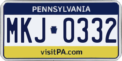 PA license plate MKJ0332