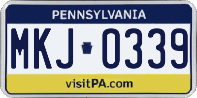 PA license plate MKJ0339