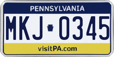 PA license plate MKJ0345